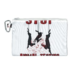 Stop Animal Testing - Rabbits  Canvas Cosmetic Bag (large)