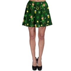 St Patricks Day Pattern Skater Skirt by Valentinaart