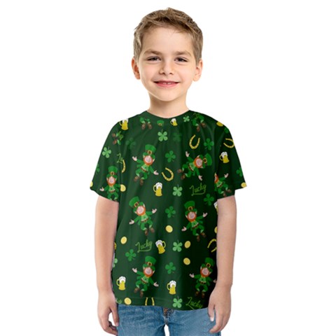 St Patricks Day Pattern Kids  Sport Mesh Tee by Valentinaart