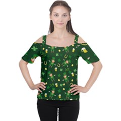 St Patricks Day Pattern Cutout Shoulder Tee