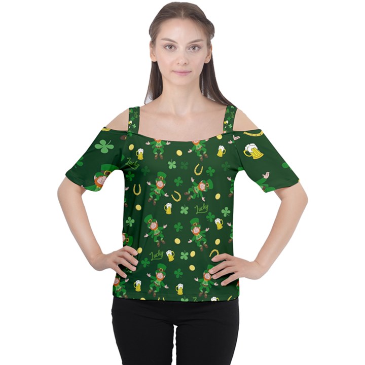 St Patricks day pattern Cutout Shoulder Tee