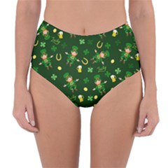 St Patricks Day Pattern Reversible High-waist Bikini Bottoms by Valentinaart