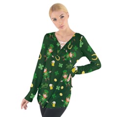 St Patricks Day Pattern Tie Up Tee by Valentinaart