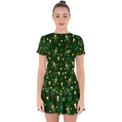 St Patricks Day Pattern Drop Hem Mini Chiffon Dress by Valentinaart