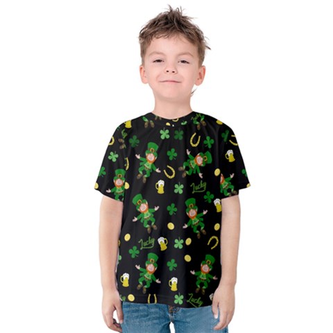 St Patricks Day Pattern Kids  Cotton Tee by Valentinaart