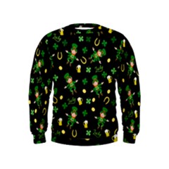 St Patricks Day Pattern Kids  Sweatshirt by Valentinaart