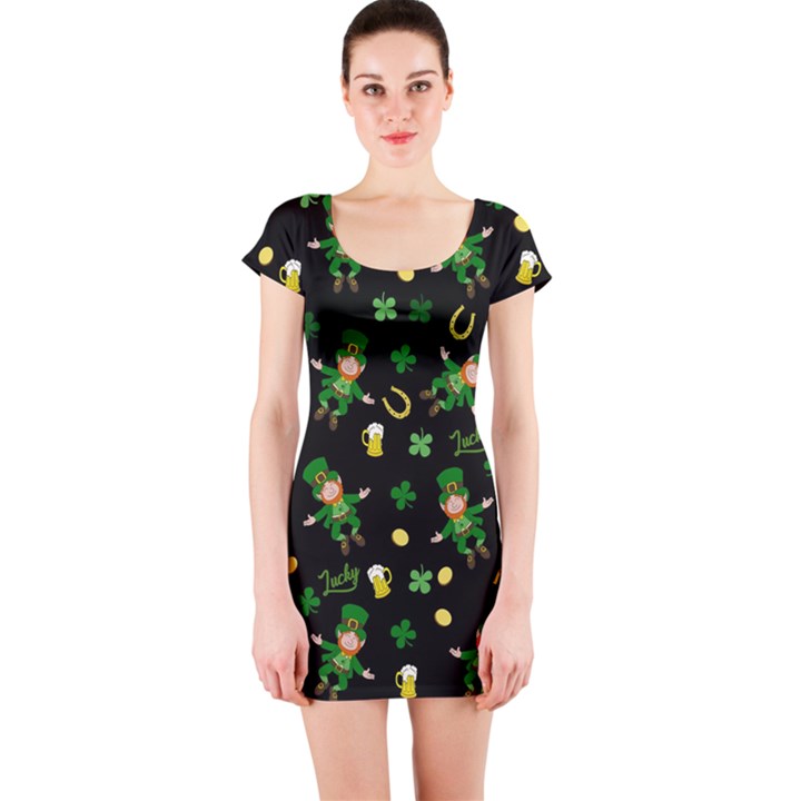 St Patricks day pattern Short Sleeve Bodycon Dress