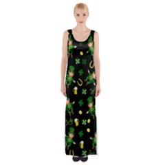 St Patricks Day Pattern Maxi Thigh Split Dress by Valentinaart