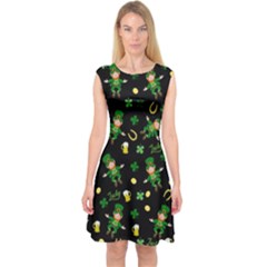 St Patricks Day Pattern Capsleeve Midi Dress by Valentinaart