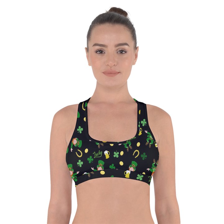 St Patricks day pattern Cross Back Sports Bra