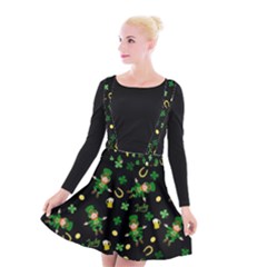 St Patricks Day Pattern Suspender Skater Skirt by Valentinaart