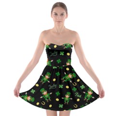 St Patricks Day Pattern Strapless Bra Top Dress by Valentinaart