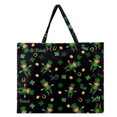 St Patricks Day Pattern Zipper Large Tote Bag by Valentinaart