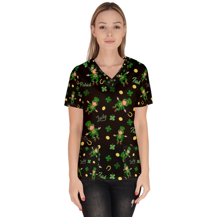 St Patricks day pattern Scrub Top