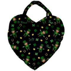 St Patricks Day Pattern Giant Heart Shaped Tote