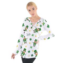 St Patricks Day Pattern Tie Up Tee by Valentinaart