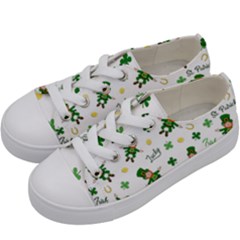 St Patricks Day Pattern Kids  Low Top Canvas Sneakers by Valentinaart