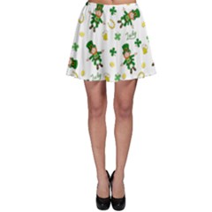 St Patricks Day Pattern Skater Skirt by Valentinaart