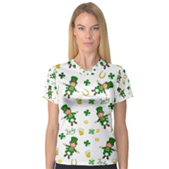 St Patricks Day Pattern V-neck Sport Mesh Tee