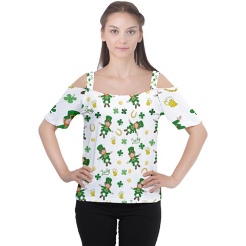 St Patricks Day Pattern Cutout Shoulder Tee by Valentinaart