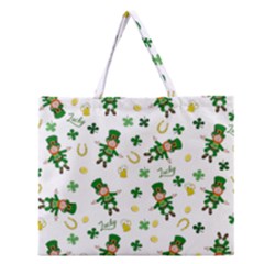 St Patricks Day Pattern Zipper Large Tote Bag by Valentinaart