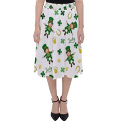 St Patricks Day Pattern Folding Skater Skirt by Valentinaart