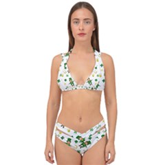 St Patricks Day Pattern Double Strap Halter Bikini Set by Valentinaart