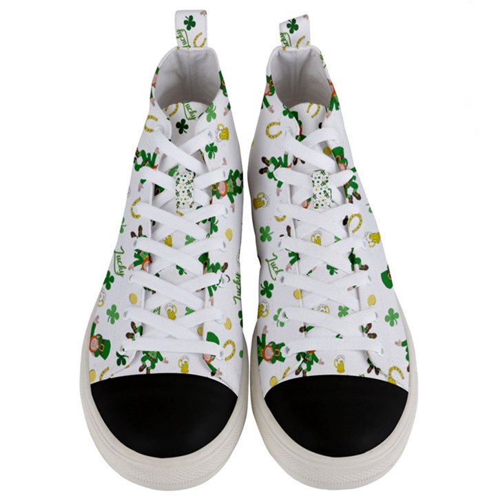 St Patricks day pattern Men s Mid-Top Canvas Sneakers