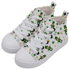 St Patricks Day Pattern Kid s Mid-top Canvas Sneakers by Valentinaart