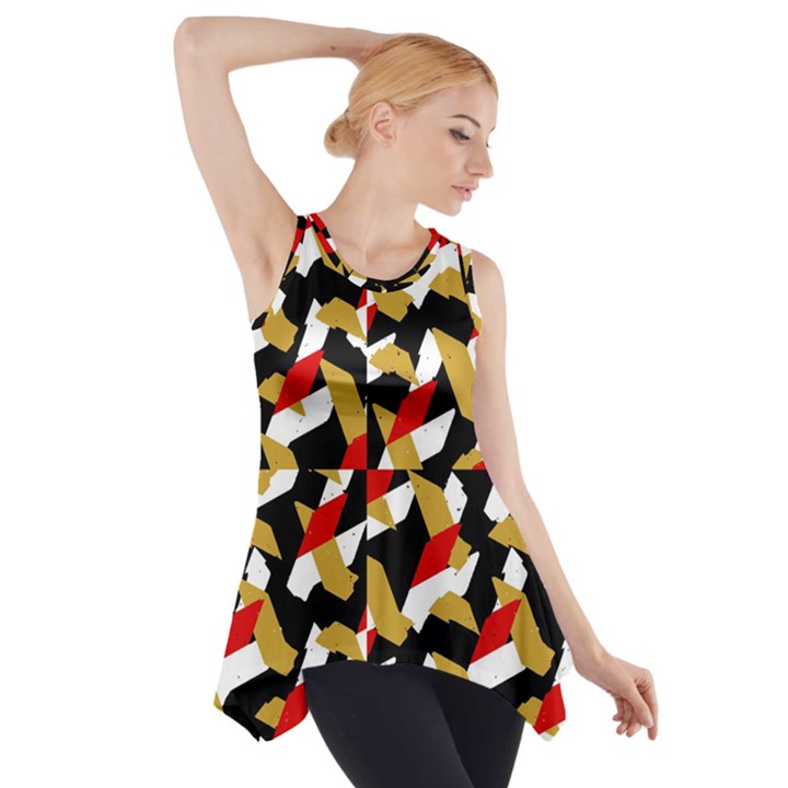 Colorful Abstract Pattern Side Drop Tank Tunic