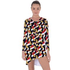 Colorful Abstract Pattern Asymmetric Cut-out Shift Dress by dflcprints