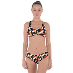 Colorful Abstract Pattern Criss Cross Bikini Set