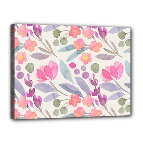 Purple And Pink Cute Floral Pattern Canvas 16  X 12  by paulaoliveiradesign