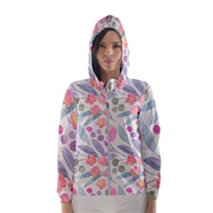 Purple And Pink Cute Floral Pattern Hooded Wind Breaker (women)