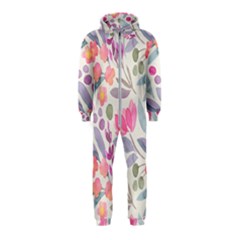 Purple And Pink Cute Floral Pattern Hooded Jumpsuit (kids)