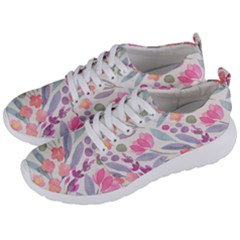 Purple And Pink Cute Floral Pattern Men s Lightweight Sports Shoes by paulaoliveiradesign