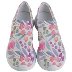 Purple And Pink Cute Floral Pattern Women s Lightweight Slip Ons