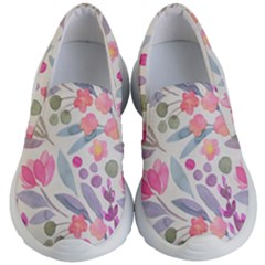 Purple And Pink Cute Floral Pattern Kid s Lightweight Slip Ons