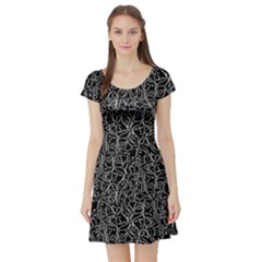 Elio s Shirt Faces In White Outlines On Black Crying Scene Short Sleeve Skater Dress by PodArtist