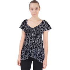 Elio s Shirt Faces In White Outlines On Black Crying Scene Lace Front Dolly Top by PodArtist