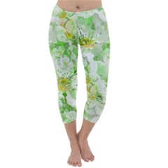 Light Floral Collage  Capri Winter Leggings  by dflcprints