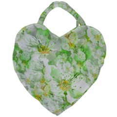 Light Floral Collage  Giant Heart Shaped Tote by dflcprints