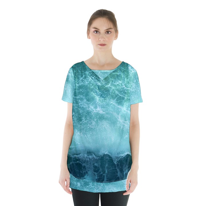 Green Ocean Splash Skirt Hem Sports Top