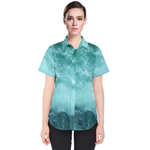 Green Ocean Splash Women s Short Sleeve Shirt by snowwhitegirl