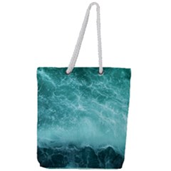 Green Ocean Splash Full Print Rope Handle Tote (large)