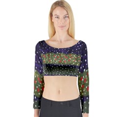 Snowy Roses Long Sleeve Crop Top by snowwhitegirl