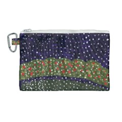 Snowy Roses Canvas Cosmetic Bag (large)