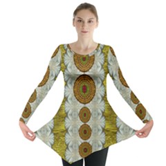 Spring In Mind And Flowers In Soul Be Happy Long Sleeve Tunic  by pepitasart