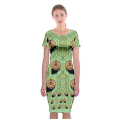 Lady Panda With Hat And Bat In The Sunshine Classic Short Sleeve Midi Dress by pepitasart