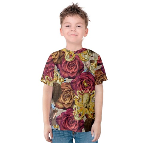 Octopus Floral Kids  Cotton Tee by snowwhitegirl